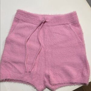 Meshki Fuzzy Pink High Waist Women's Shorts